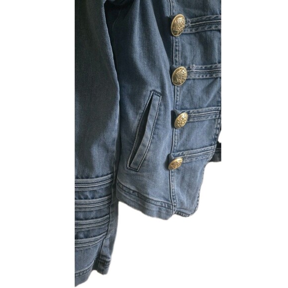 Free People Military Jean Denim Jacket Women's Small Blue Distressed - Picture 4 of 11